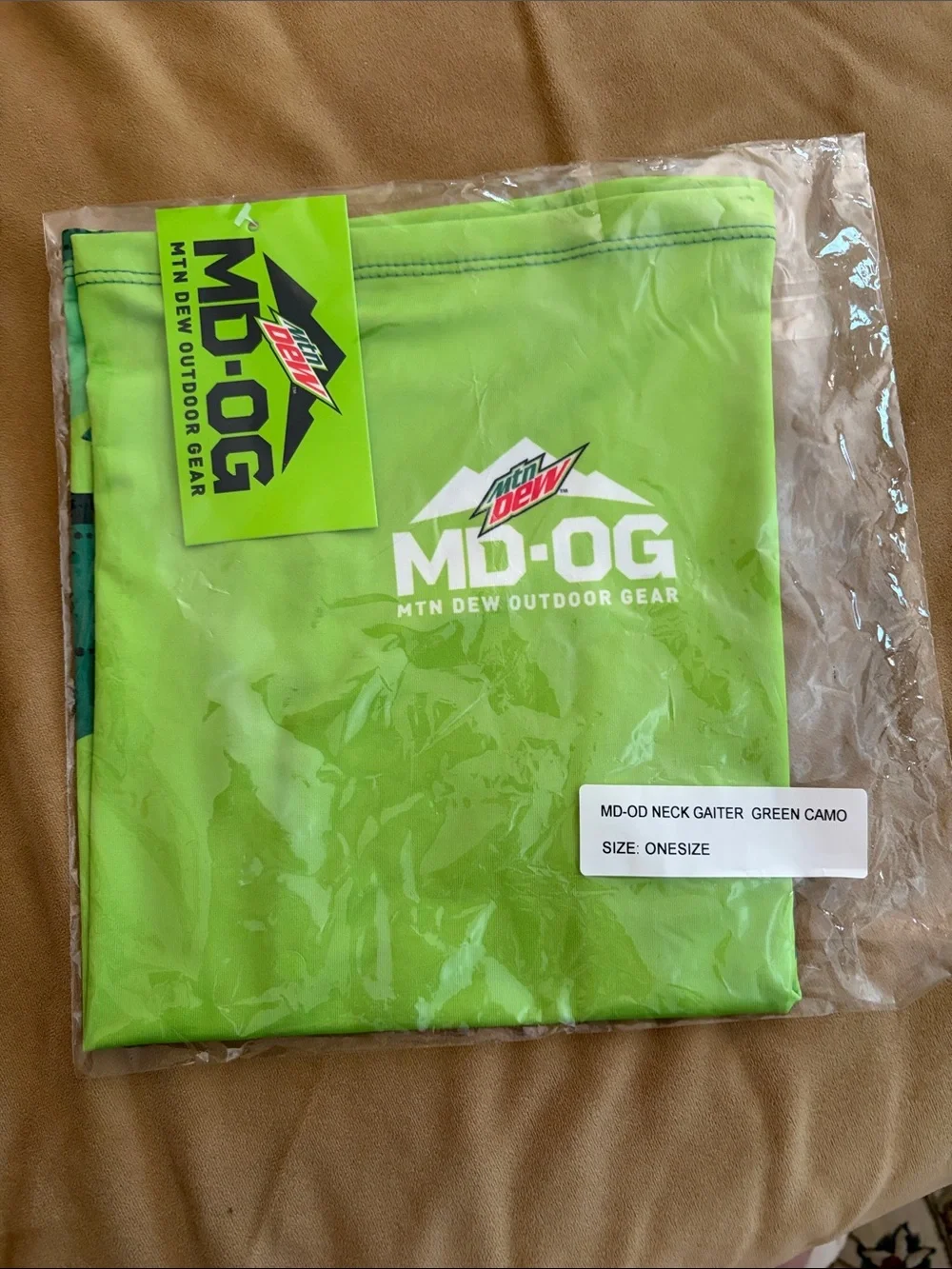 MD-OG Mountain Dew Neck Gaiter - Neon Green Camo New